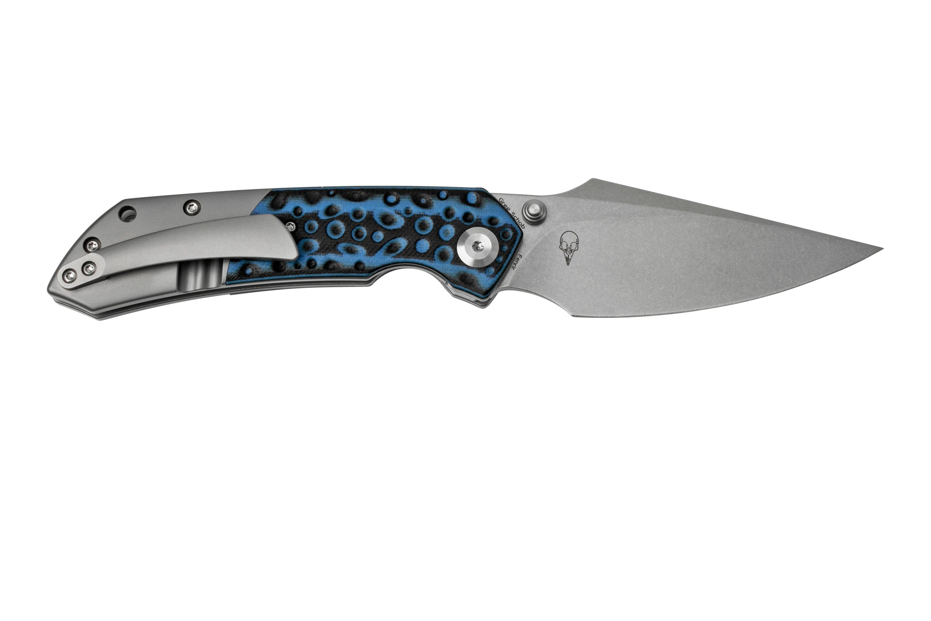 Kansept Fenrir K1034A3 Stonewashed, Black & Blue G10 pocket knife
