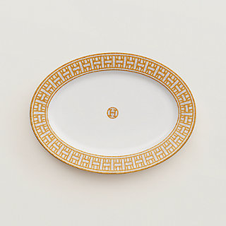 Mosaique au 24 gold oval platter, small model | Hermès USA