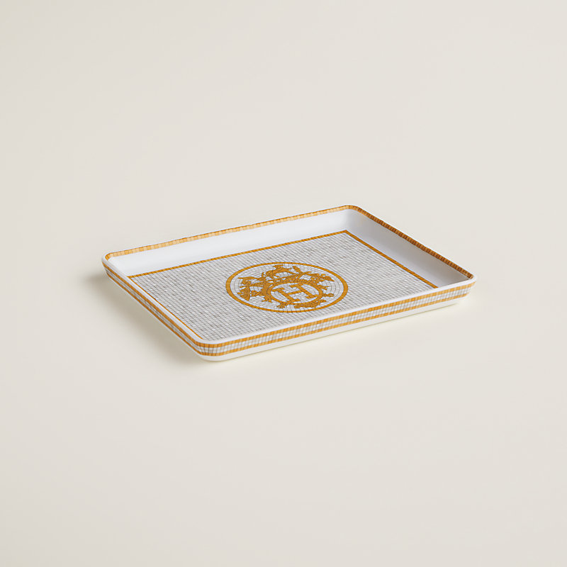 Mosaique au 24 gold tray, small model | Hermès USA
