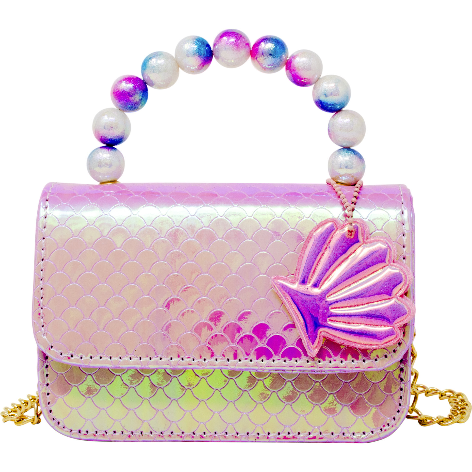 Mermaid Pearl Handle Seashell Handbag, Pink - Zomi Gems Bags
