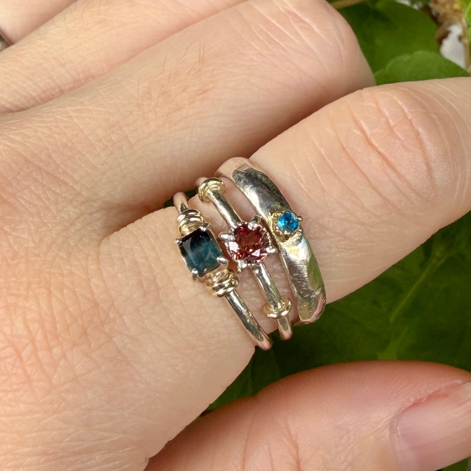 激レアルース✴︎ブルーのバイカラーユークレース太めシルバーK18