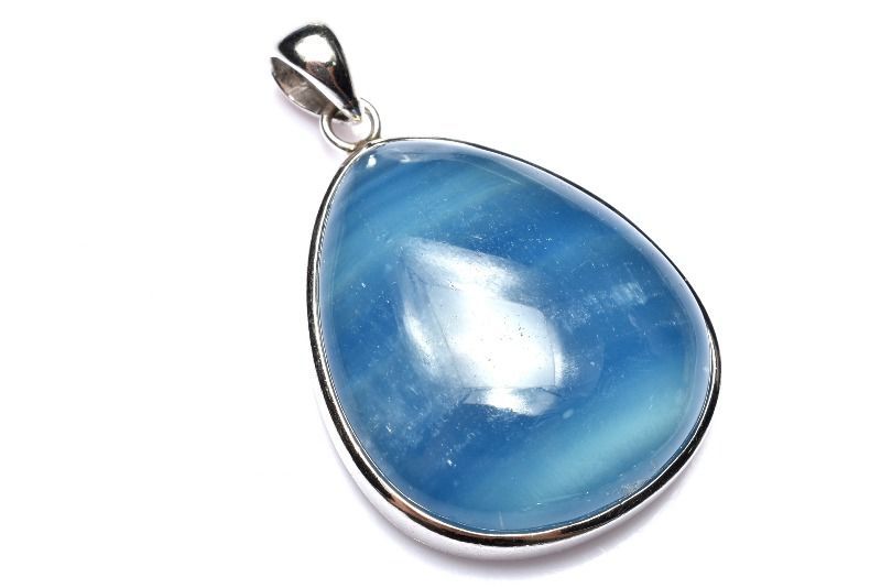 1点物】シルバー925◇高発色 ブルーカルサイト 29x24mm ドロップ