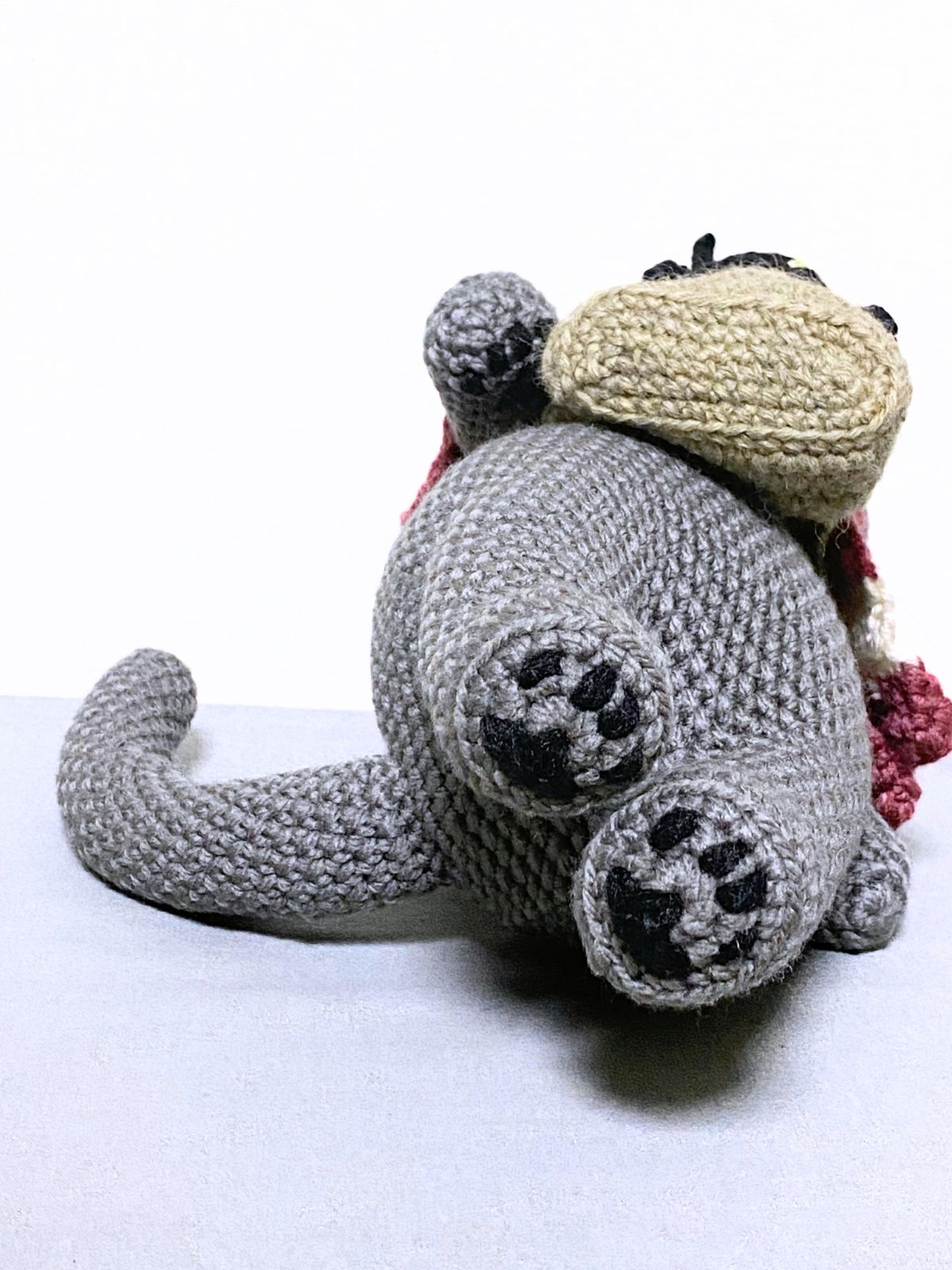 いっしょにおでかけ♪グレー猫さんのあみぐるみ いっしょにおでかけ