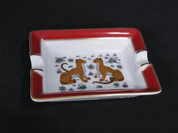 エルメス スクエアプレート アッシュトレイ ヒョウ レオパード 四角型