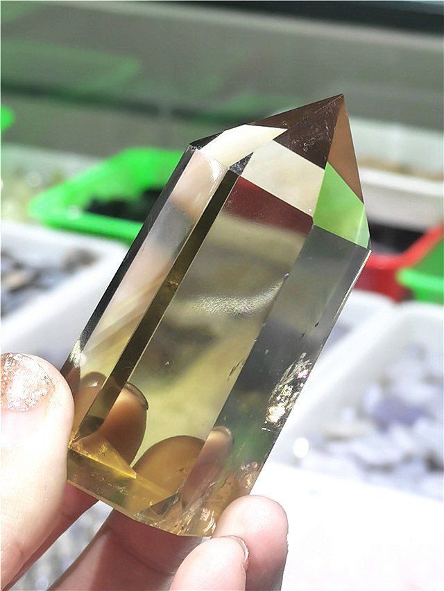 AAA級【金運UP】☆天然レインボーシトリン六角柱B1129/F399/115D ストア