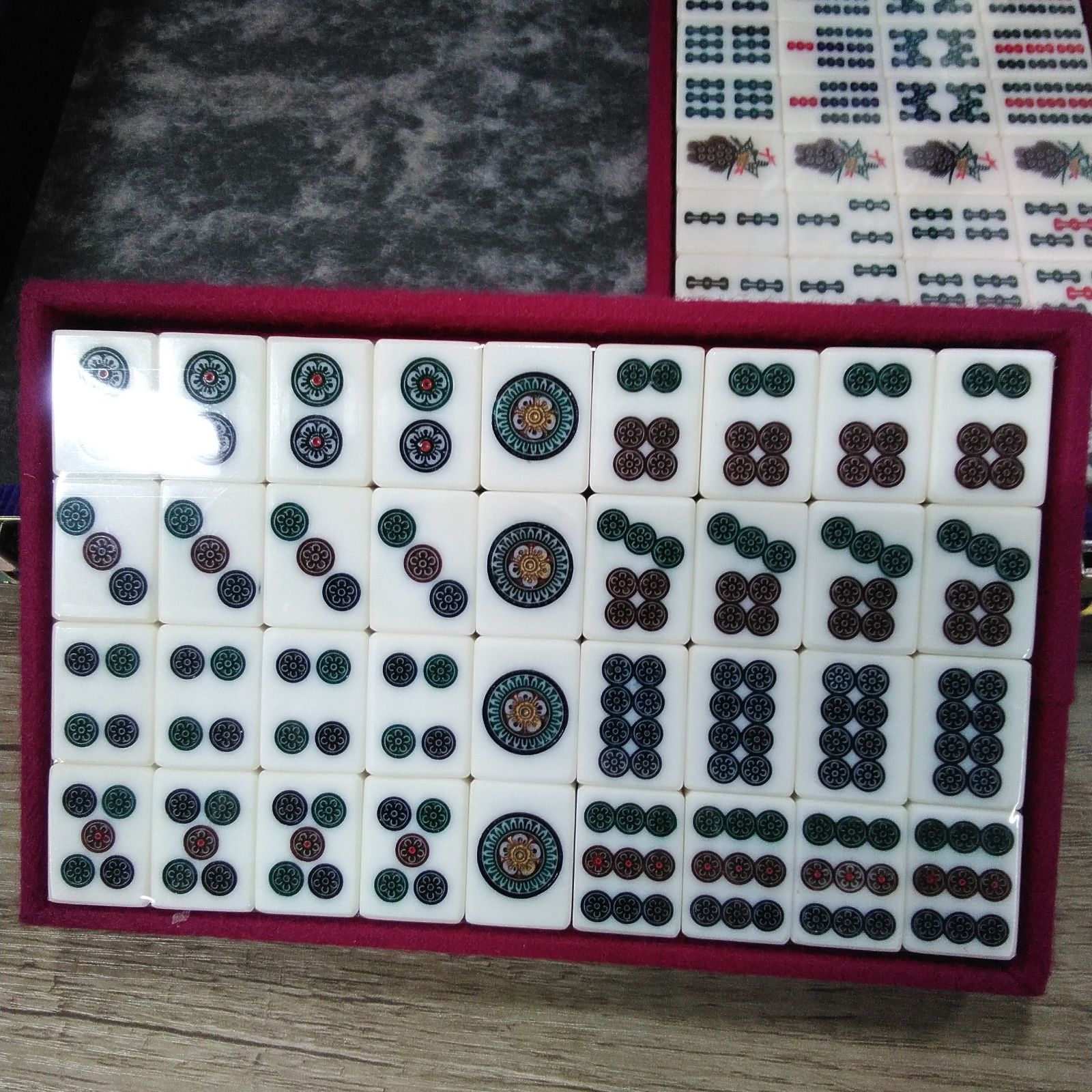 未使用 藝夢堂 麻雀牌セット げいむどう 白龍GD 背竹牌 マージャンパイ