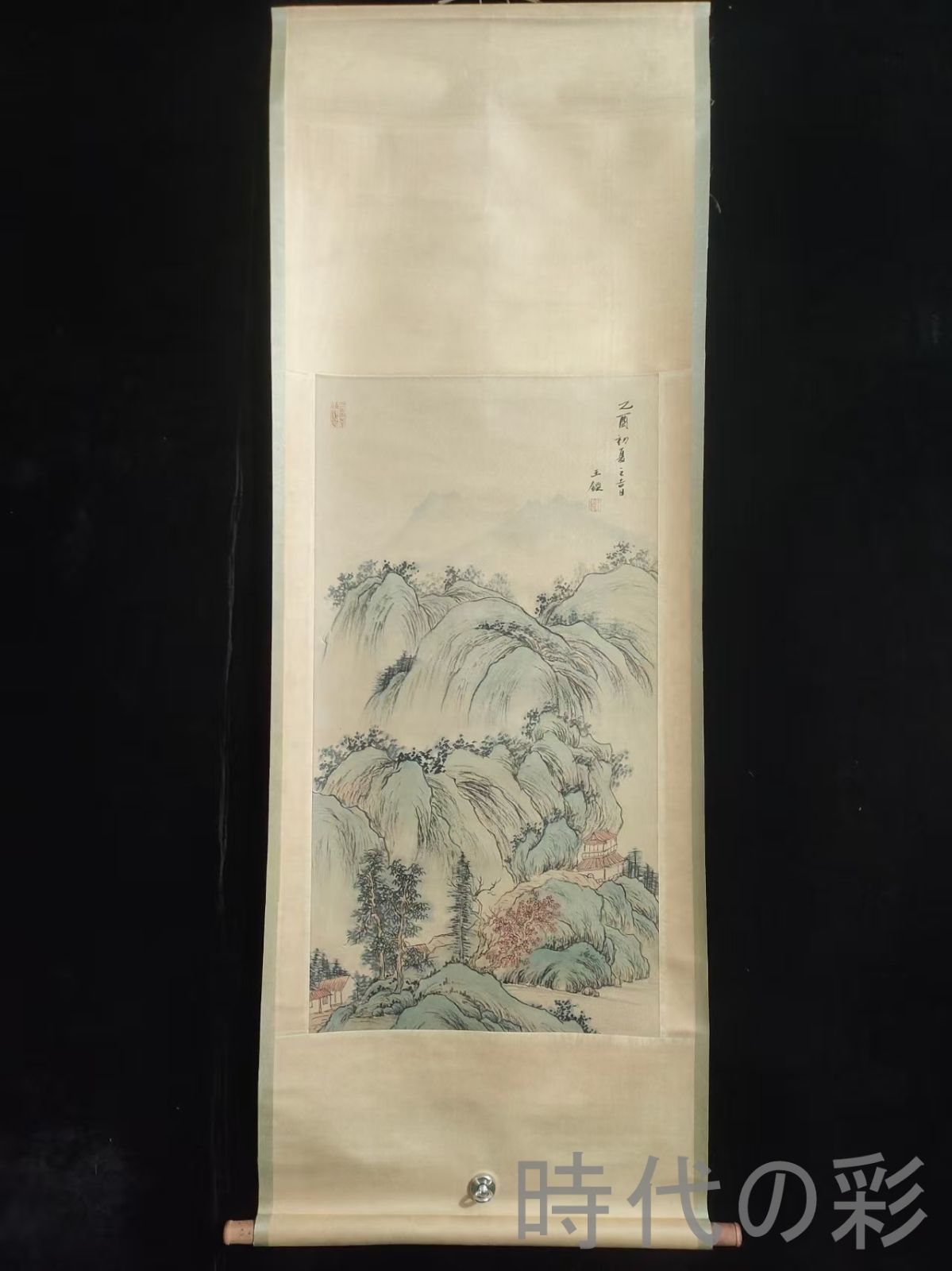 掛軸】花鳥図「鵬程万里」仿古中堂／工芸巻物 書画風インテリア 掛軸