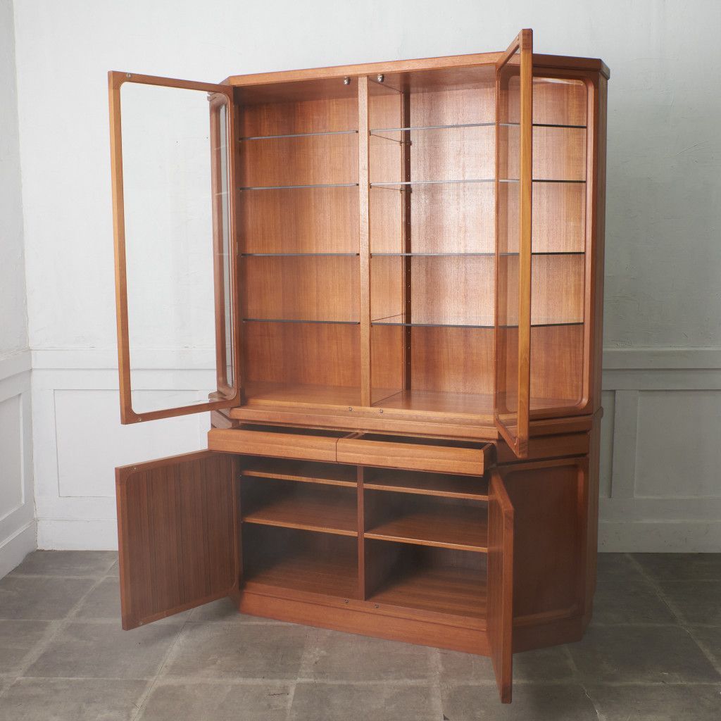 日田工芸 チーク maxim ガラス キャビネット 飾り棚 HITAKOUGEI