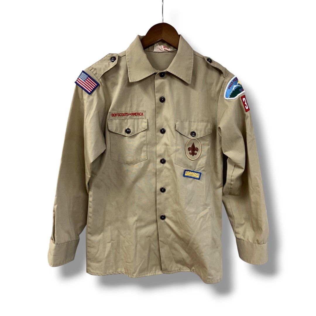 USA製 ボーイスカウト ワークシャツ 薄茶 ベージュ 古着 アメリカ製