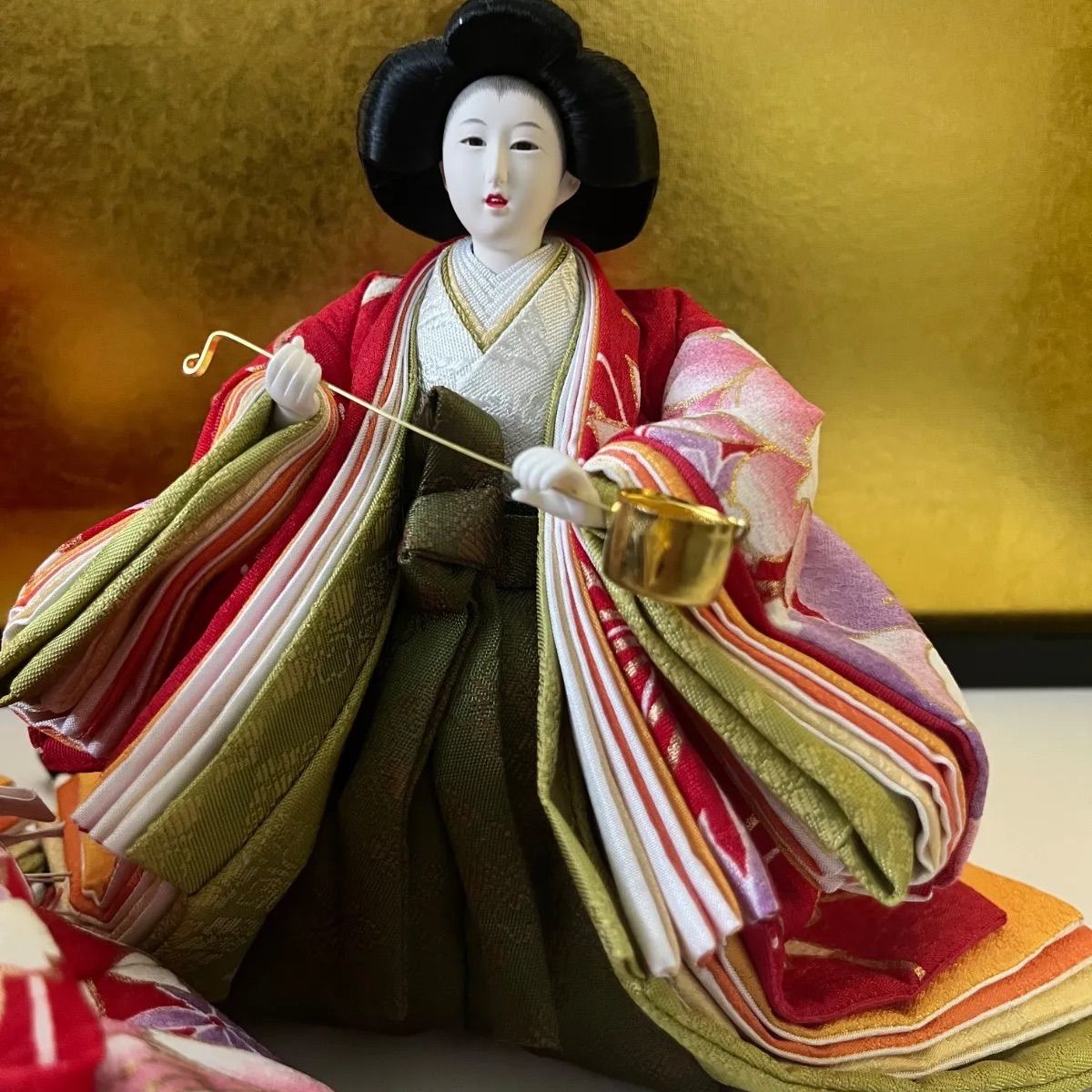 新品☆極上小さな三人官女☆ 頭師聖祥のお顔自慢☆芥子☆正絹☆雛人形