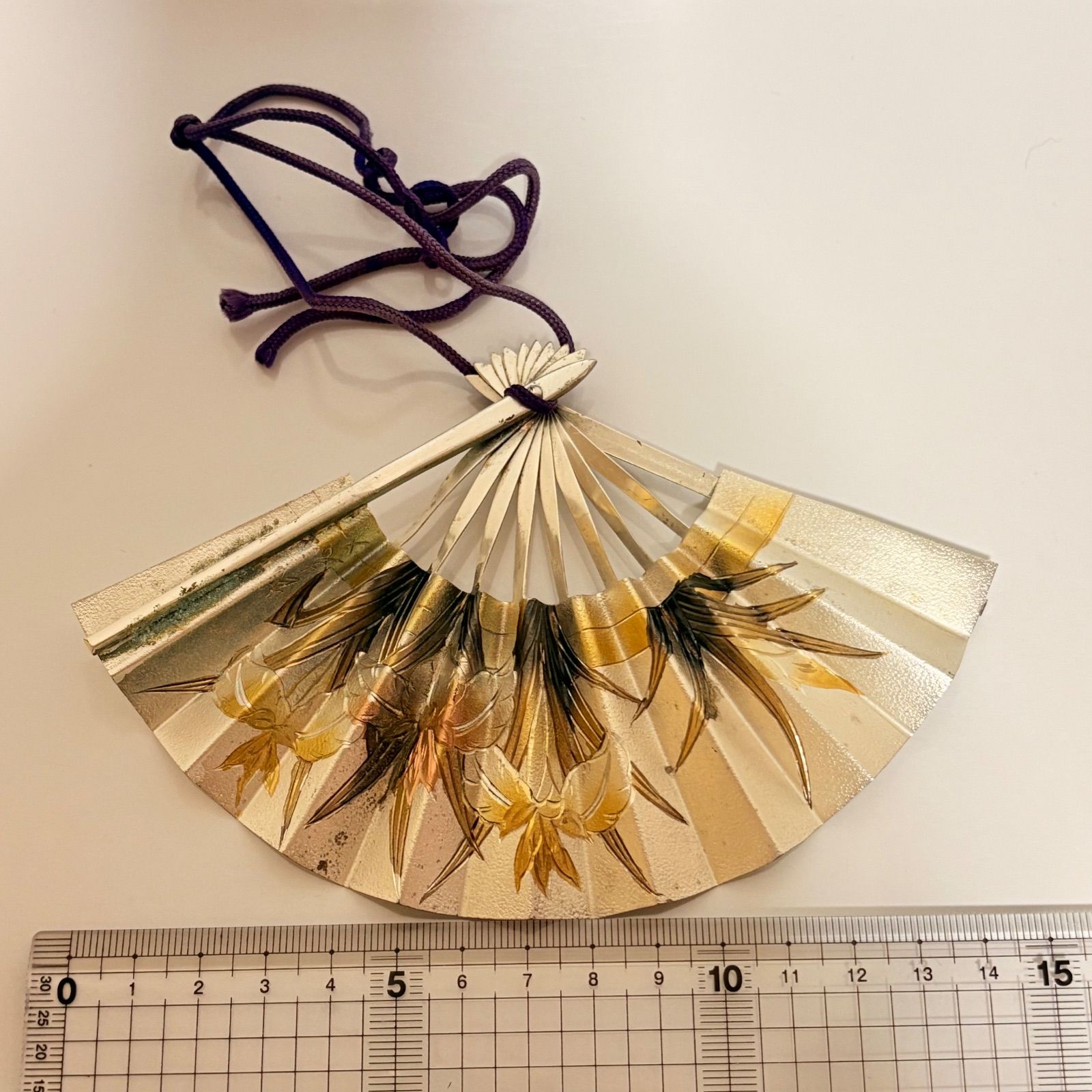 純銀製 飾り扇 金属工芸 秀雄作 シルバー 銀 純銀製 飾り扇 金属工芸