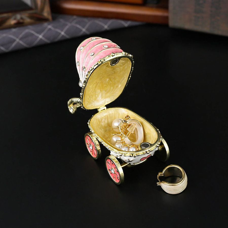 新品未使用 七宝焼子供用ジュエリーボックス 蓋付き埃防止 雑貨収納