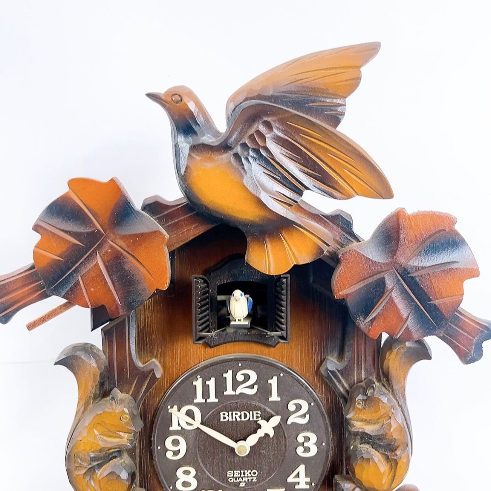 H-953 SEIKO BIRDIE クオーツ 鳩時計 掛け時計 木製 ブラウン 動作品