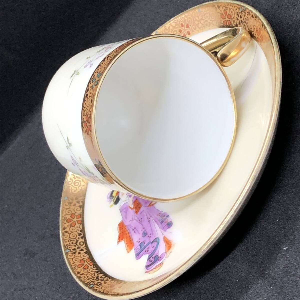 オールドノリタケ 金彩 美人風景画 カップ ＆ ソーサー アンティーク
