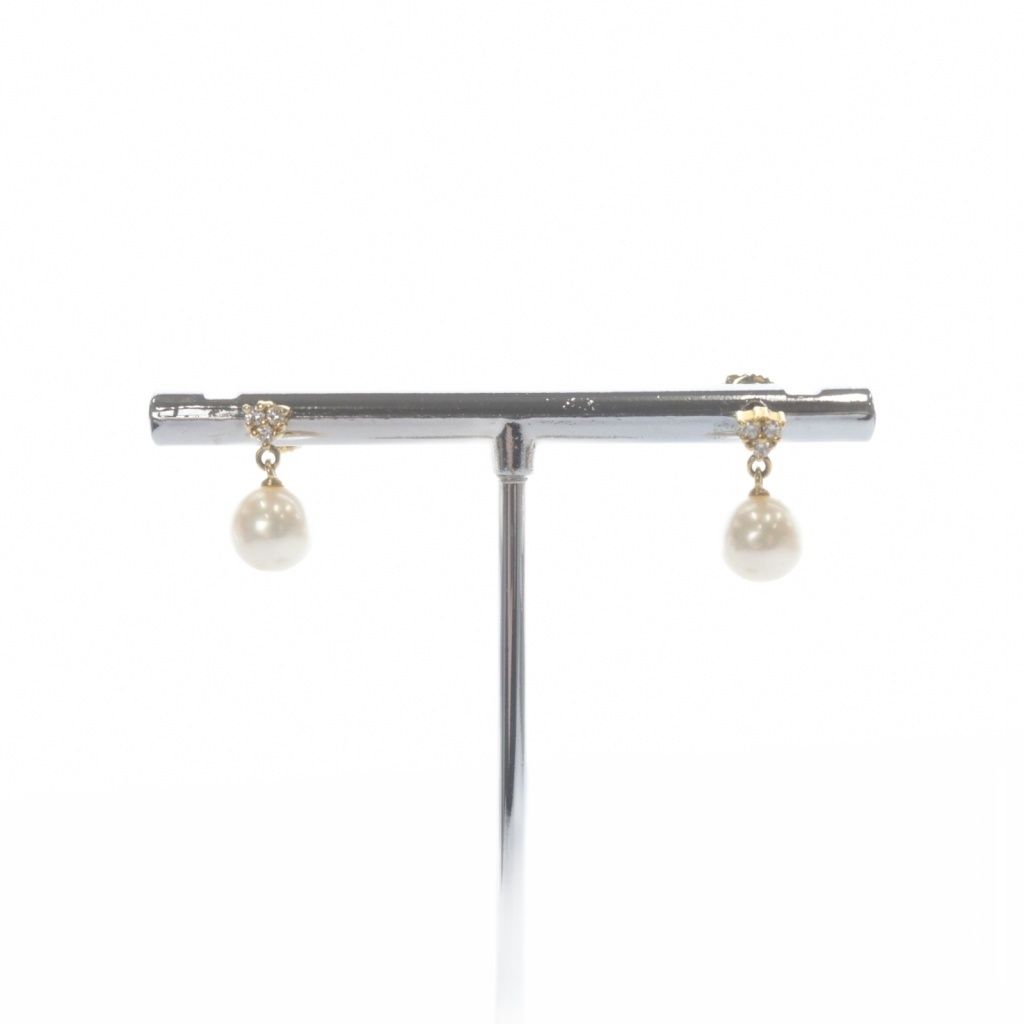 ミキモト JAL機内販売 K18 パールピアスイエローゴールド 白 ホワイト