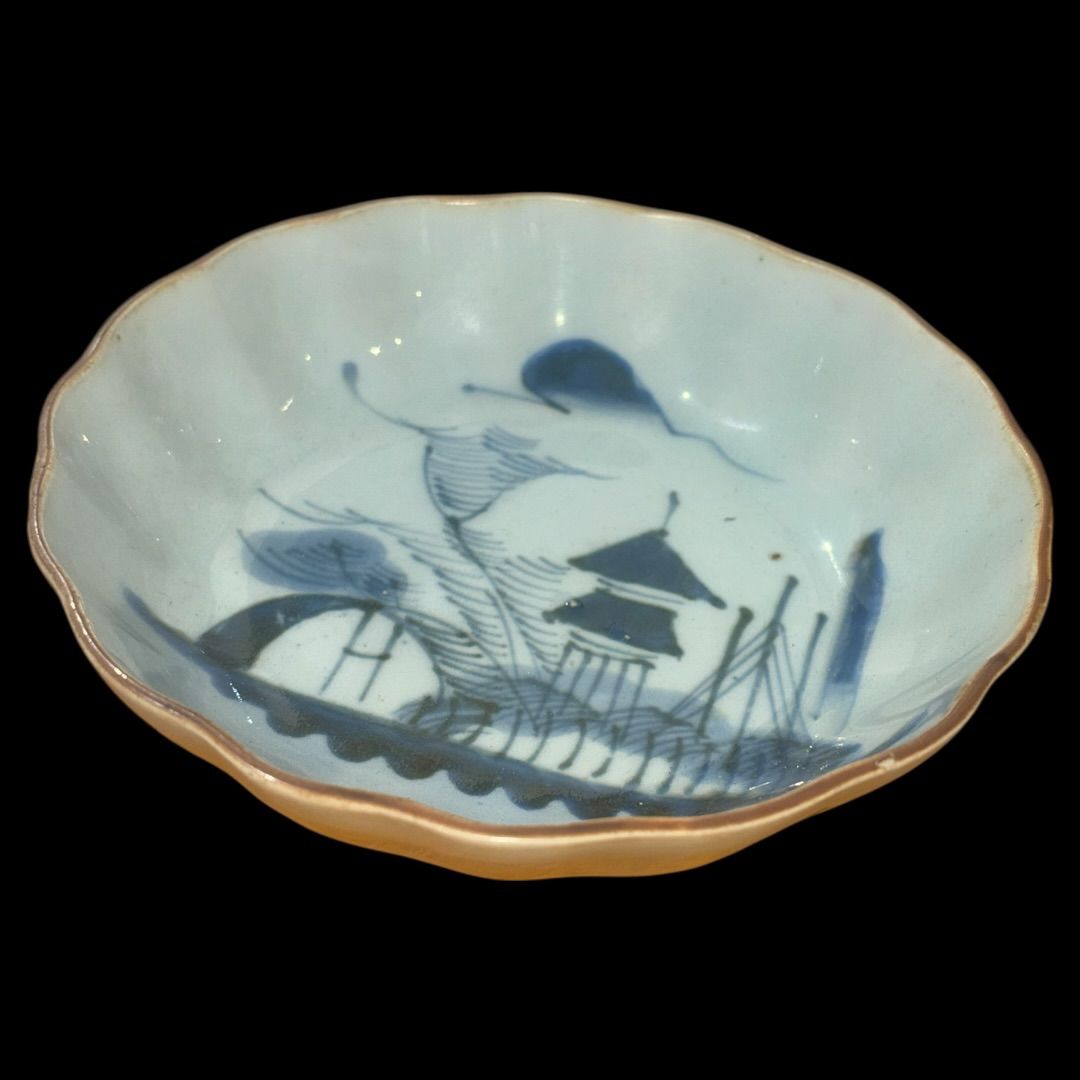 古伊万里 山水呉須絵鉢 3枚 なます皿 染付け 手描き 時代物