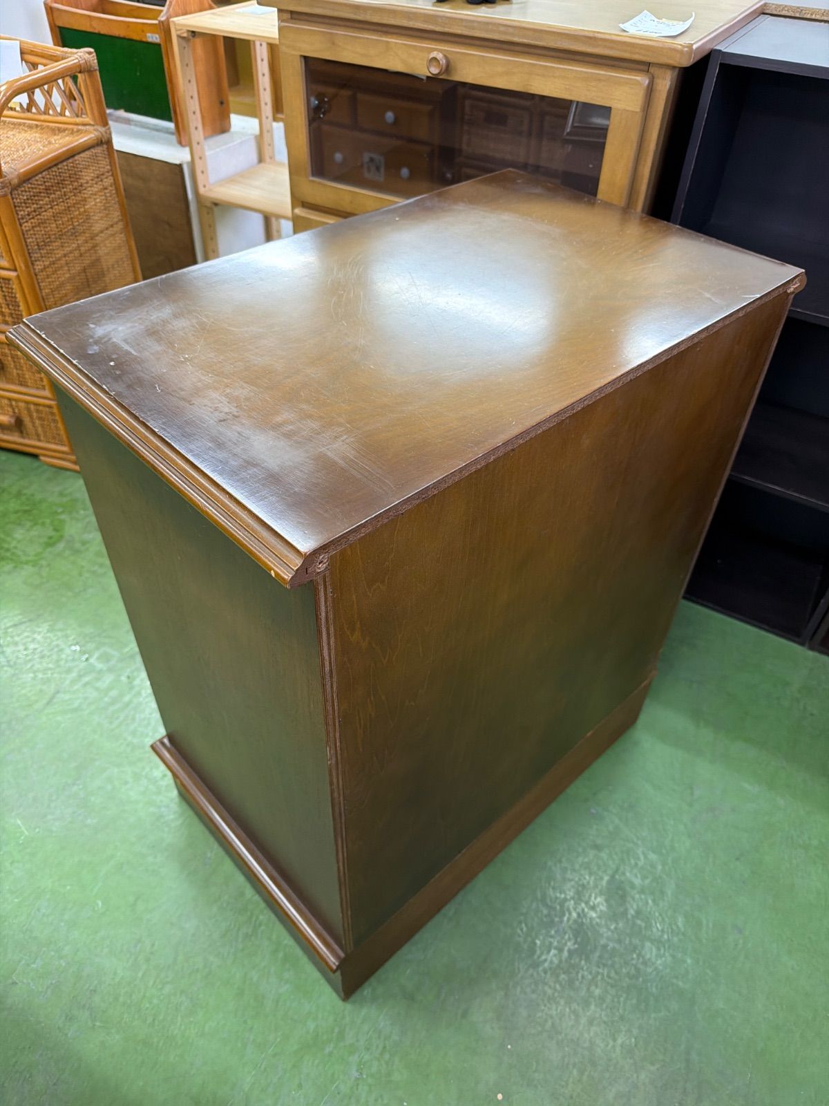 オールドカリモク 収納家具 コンソール 花瓶置き 電話台 引き出し 木製