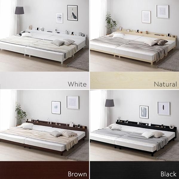 ベッド クイーン 160 SS+SS 2層ポケットコイルマットレス付 ホワイト