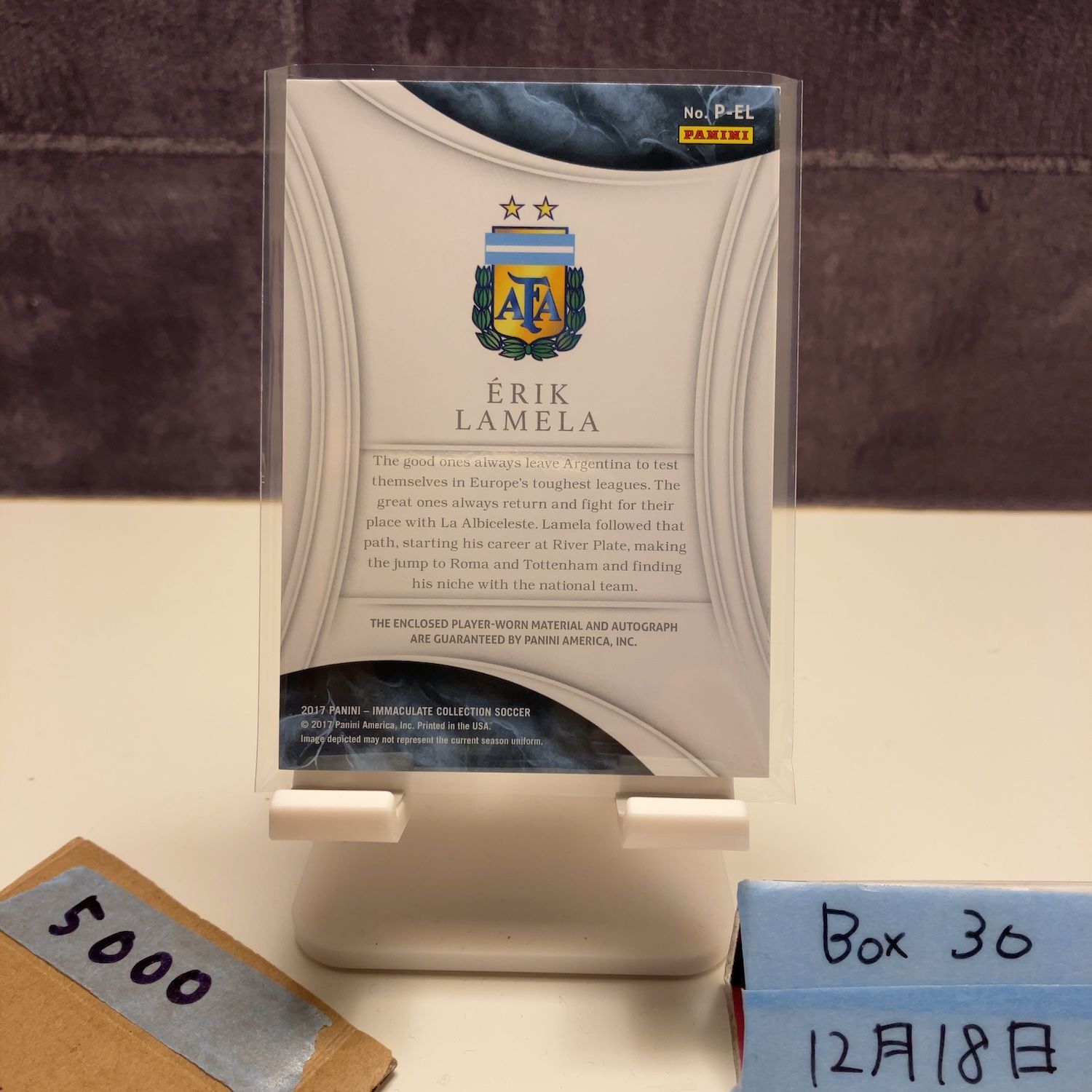 2017 Panini Immaculate Collection Erik Lamela 02/25 直筆サイン