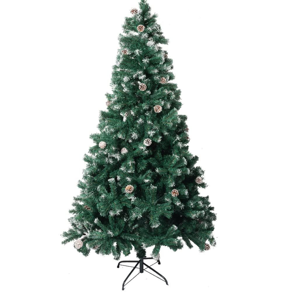 210㎝) 雪付き (グリーン コンパクト収納可能 松かさ まつぼっくり