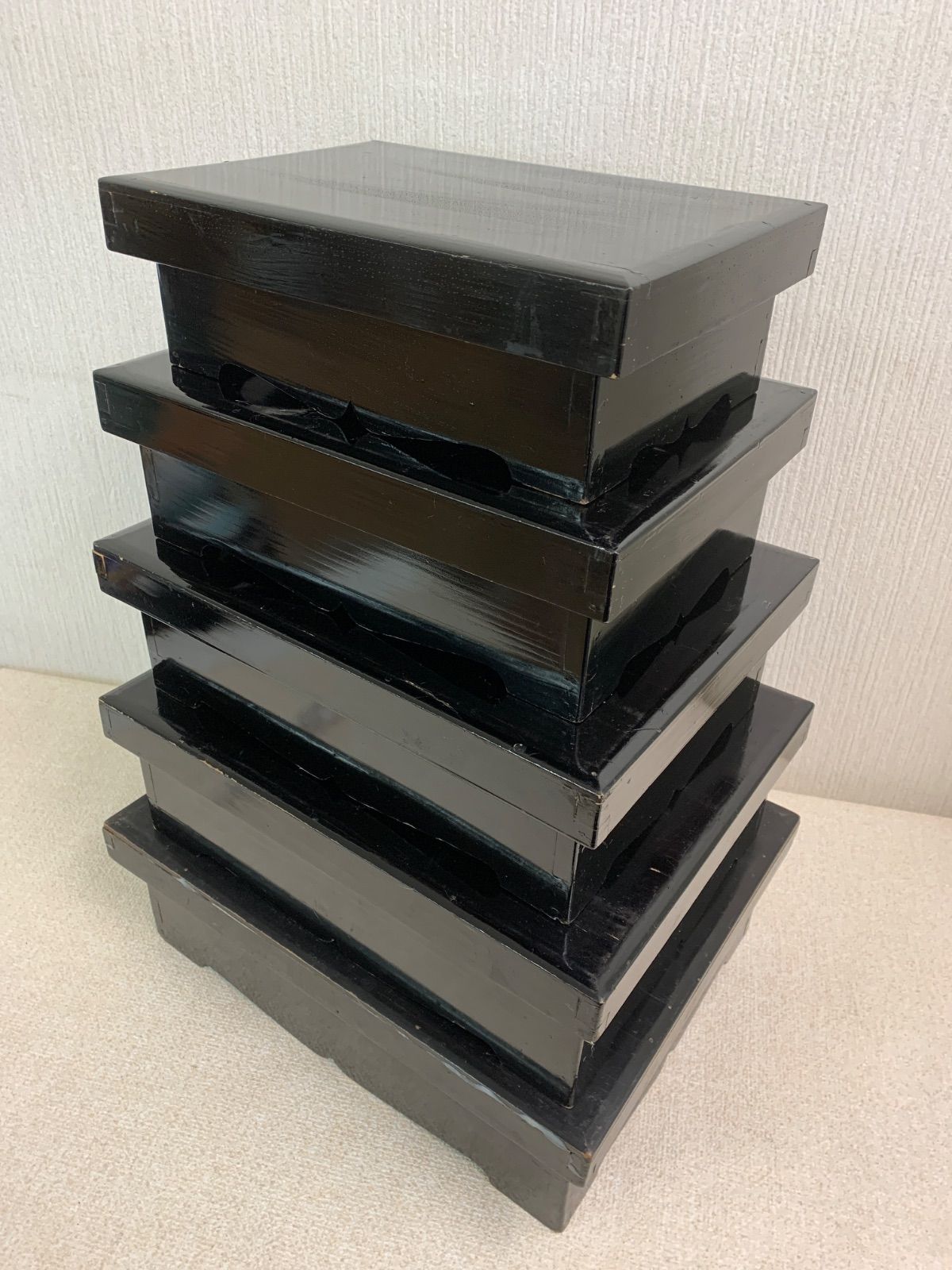 フォロー割対象商品】切溜 きりだめ 五段入れ子 5段重箱 木製 漆器