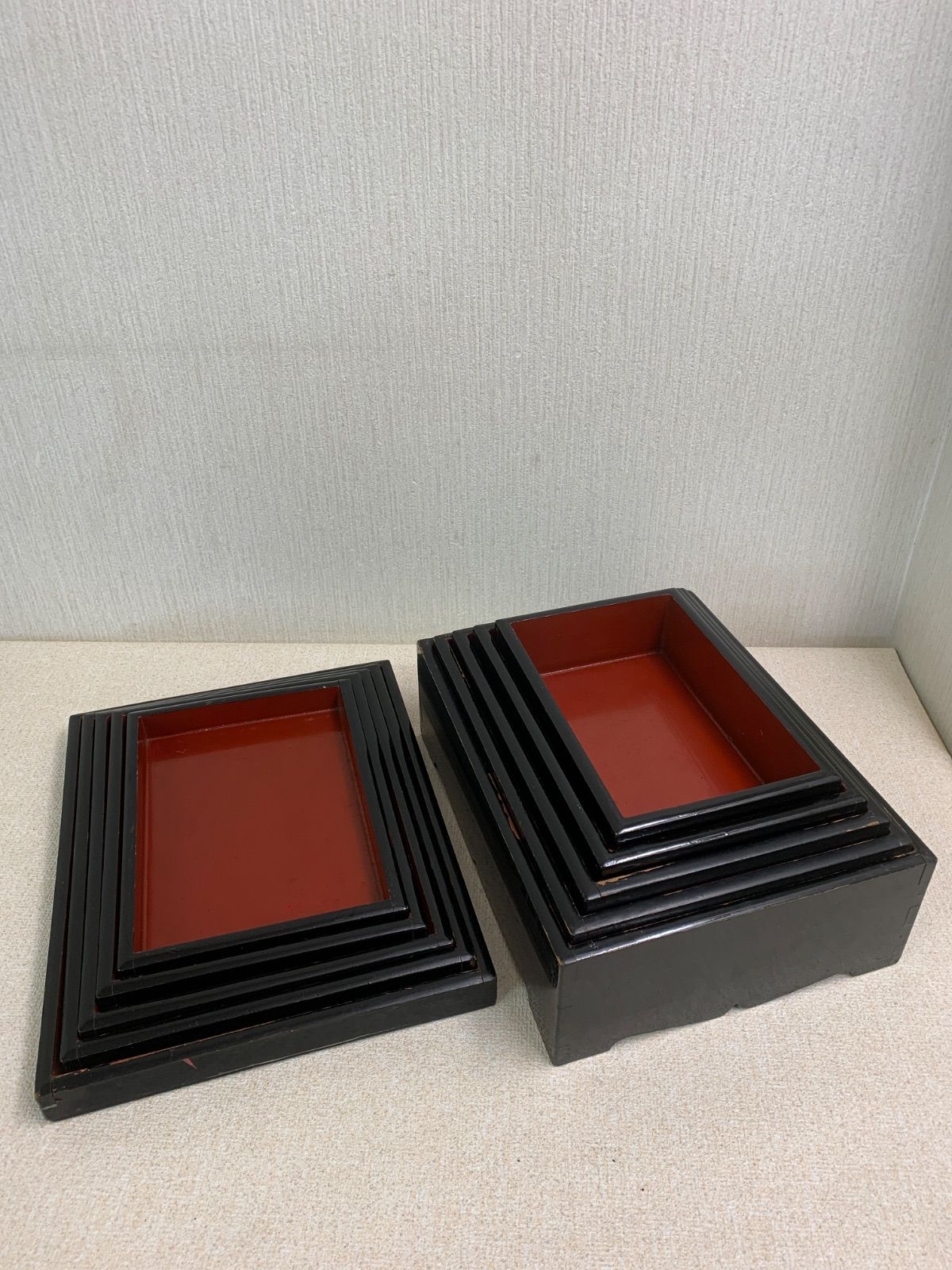 フォロー割対象商品】切溜 きりだめ 五段入れ子 5段重箱 木製 漆器