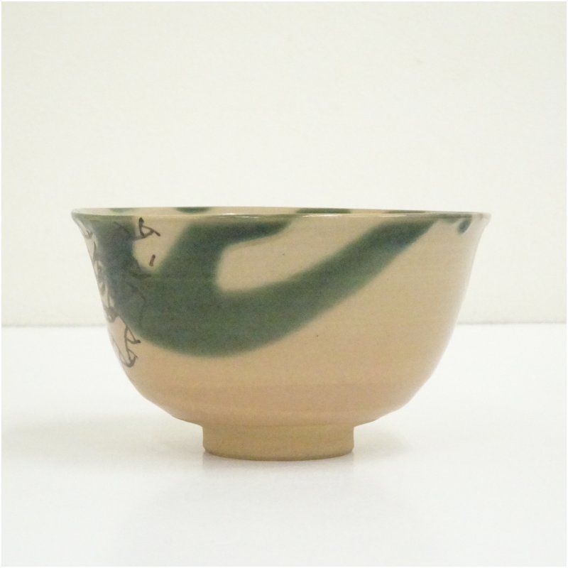 京焼 紫翠窯 三代 西村徳泉造 銹絵玉ノ絵茶碗（共箱） 茶道 抹茶