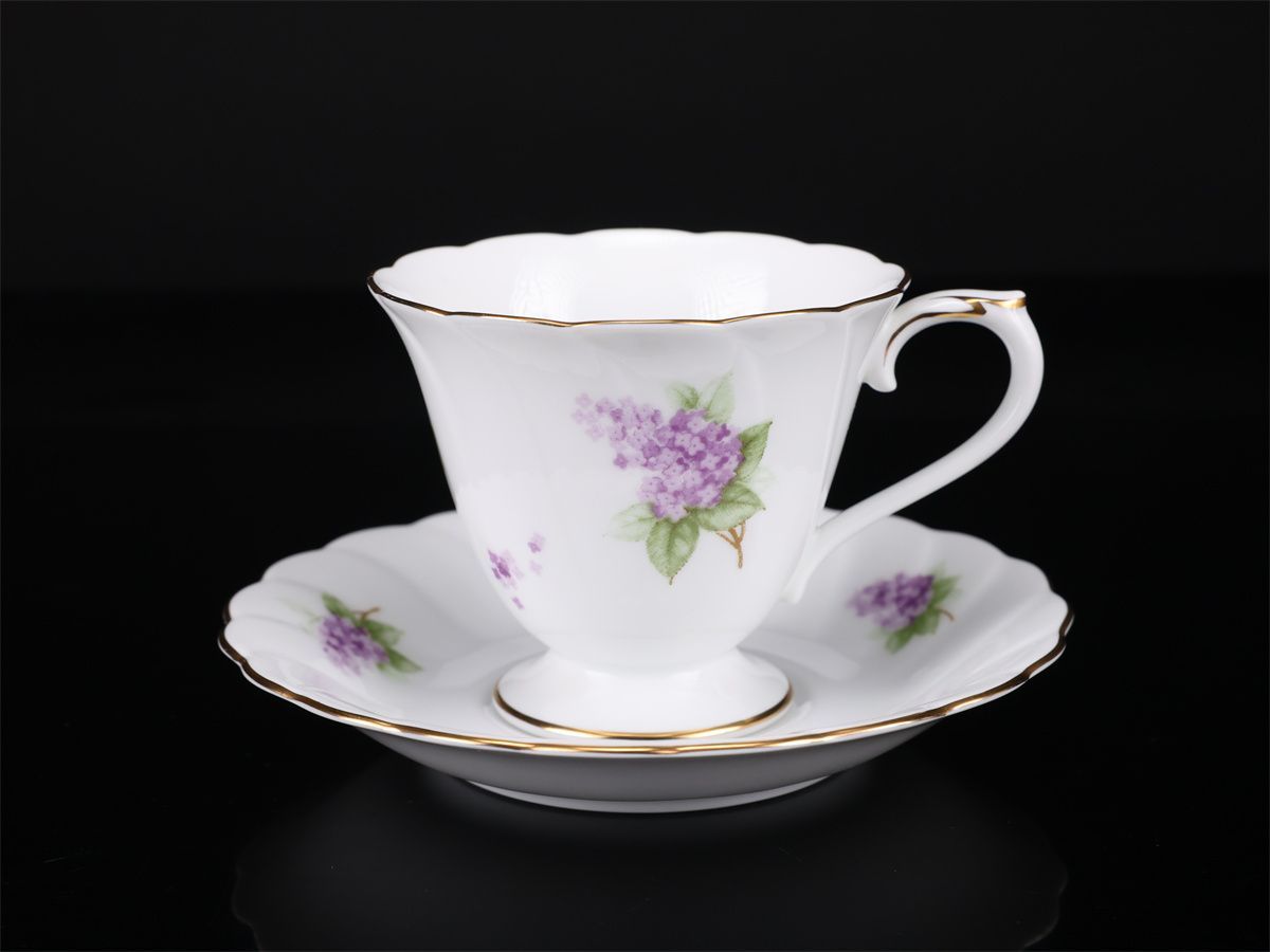 OKURA 【大倉陶園】 金彩紫花文 カップ＆ソーサー ティーポット