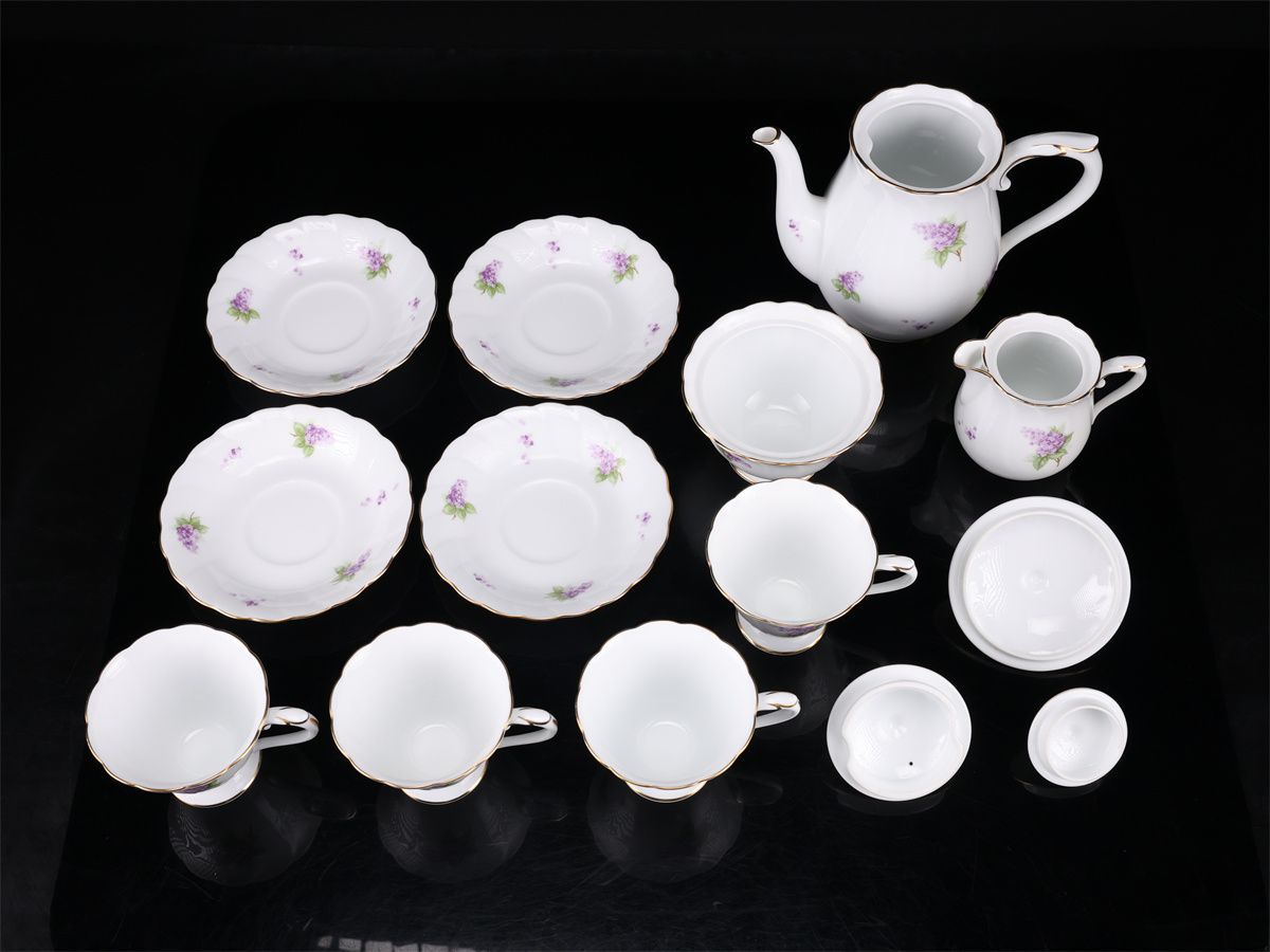 OKURA 【大倉陶園】 金彩紫花文 カップ＆ソーサー ティーポット