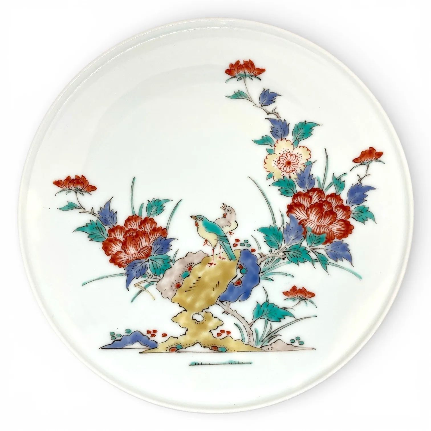 人間国宝】有田焼 十四代酒井田柿右衛門 額皿／飾り皿 錦牡丹花鳥文