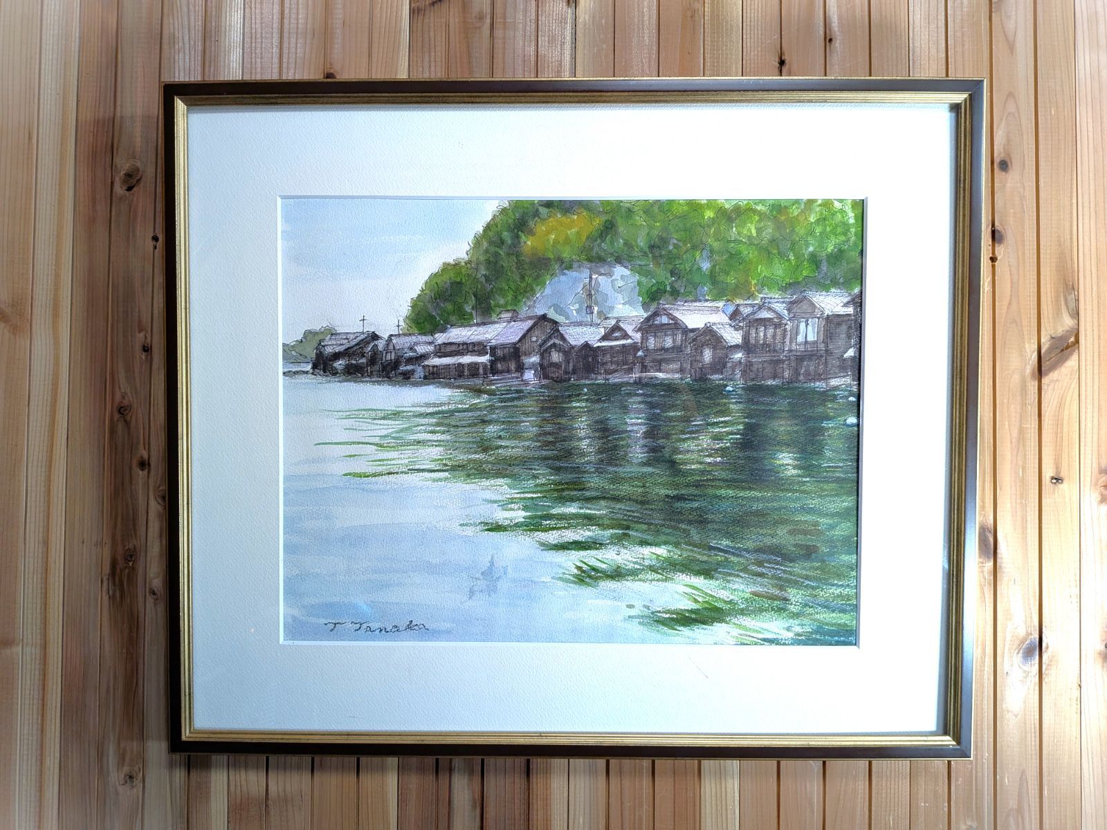 丹後の舟屋 海の風景 水彩画 F6 原画 インテリアアート - メルカリ