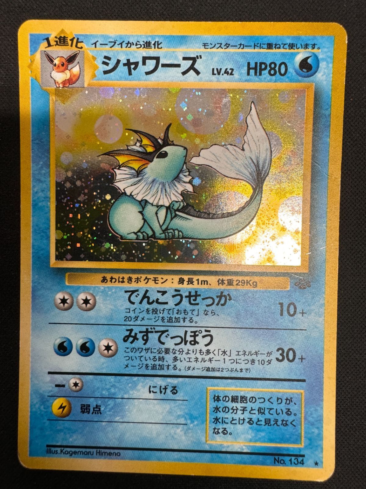 状態C シャワーズ 旧裏 ホロ LV.42 No.134 でんこうせっか OP2 PMCG
