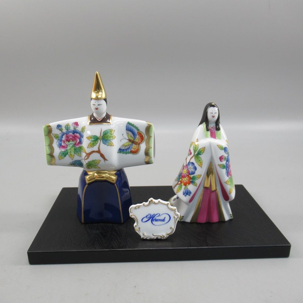 HEREND ヘレンド ヴィクトリア・ブーケ 雛人形 立ち雛 台座・箱付き