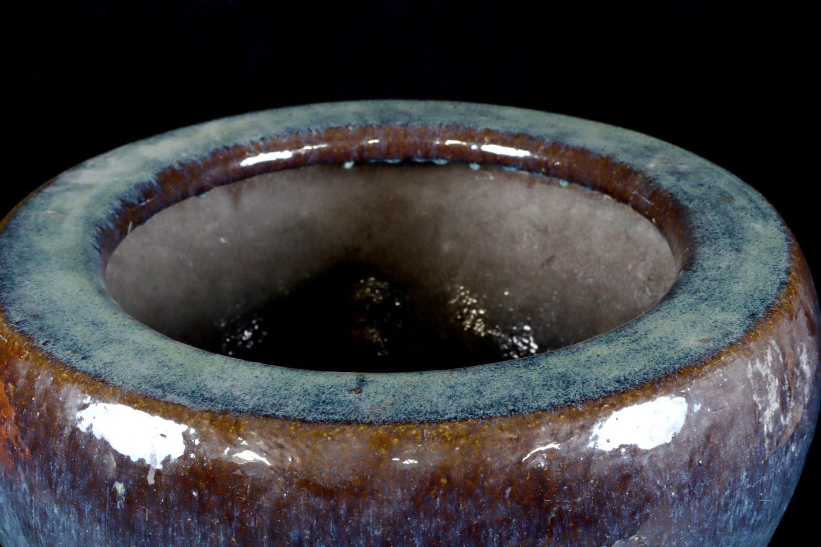 中国古玩 葛明祥造 海鼠釉大火鉢 60cm 唐物 骨董 古美術 楾 B143-S