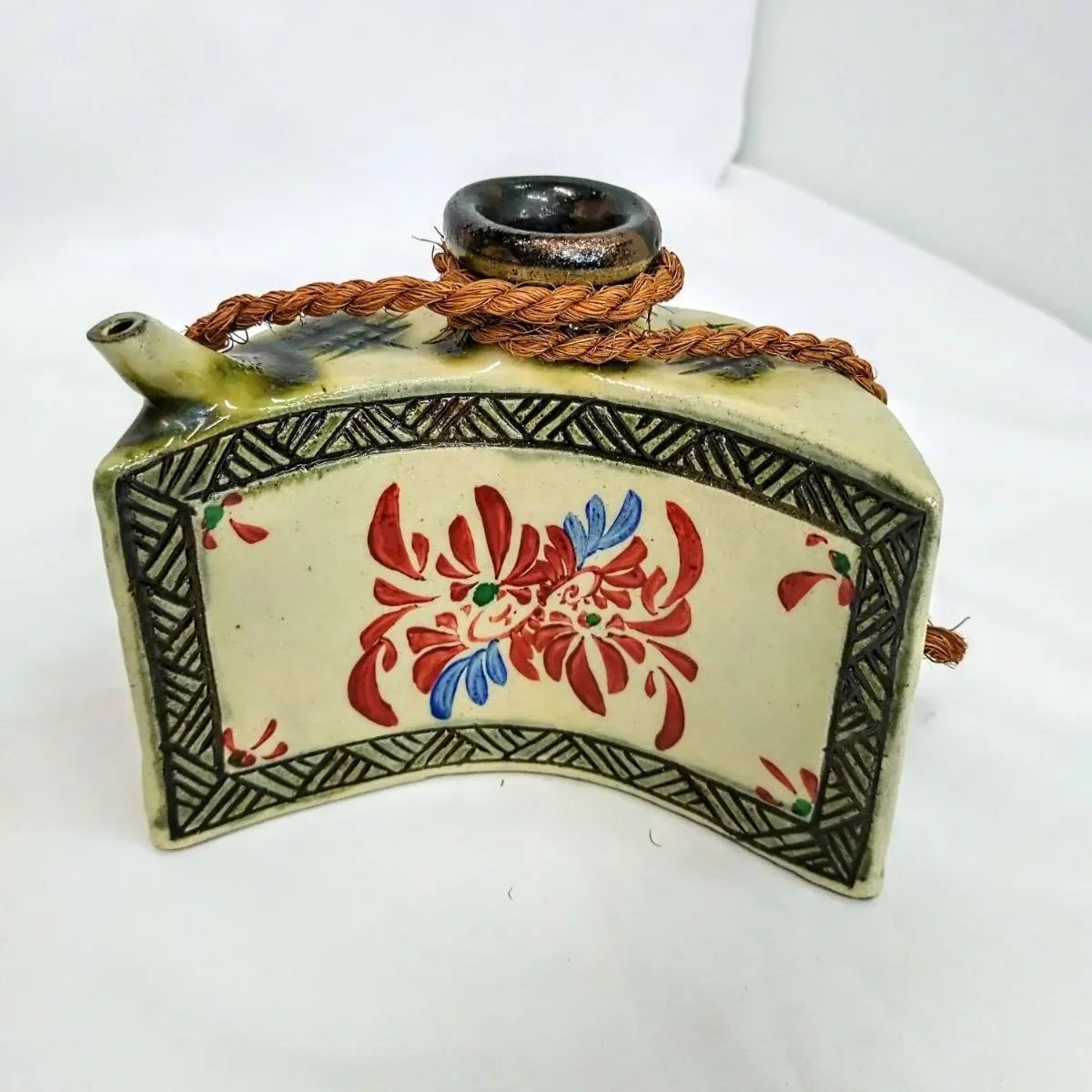 ♥【小橋川弘・沖縄酒器2点セット販売】壷屋焼 泡瓶 三日月形 沖縄 酒