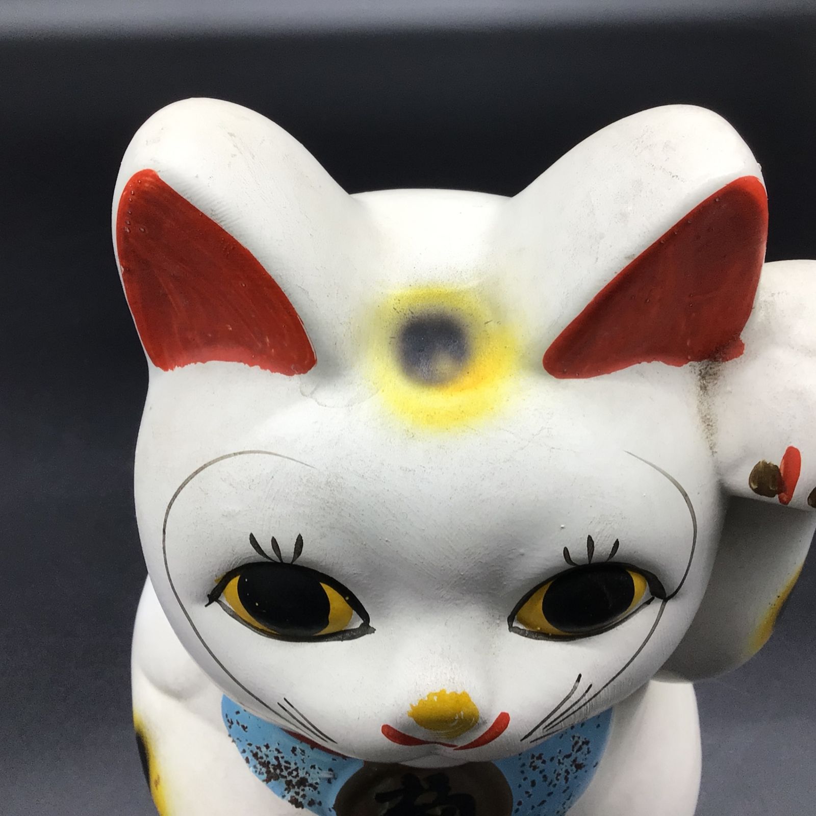 1497 招き猫 左手上げ 百万両 置物 貯金箱 高さ約25cm 昭和レトロ