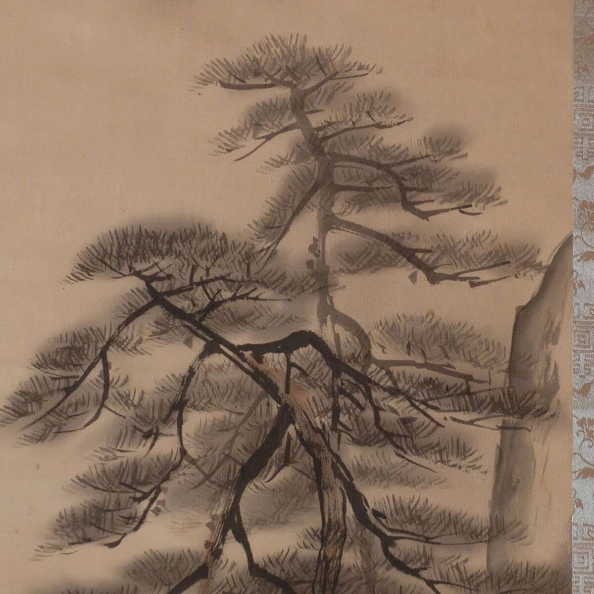 真作保証 川端玉章 軸「山陰漁村図」署名・落款入 画面:1085×415mm 軸