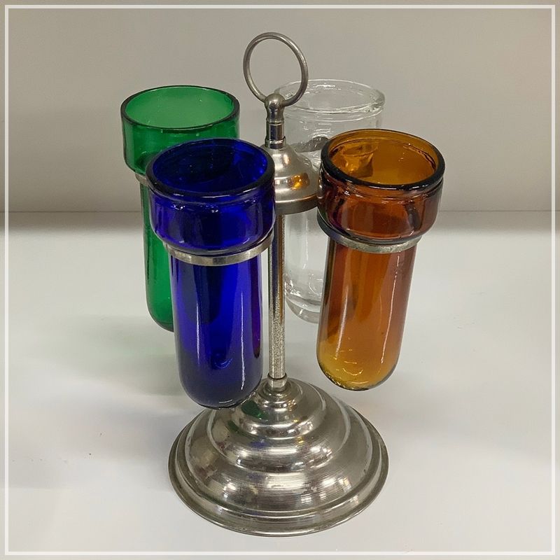 昭和レトロ 薬瓶スタンド シカン瓶 回転式 シカン瓶スタンド 鉗子立て