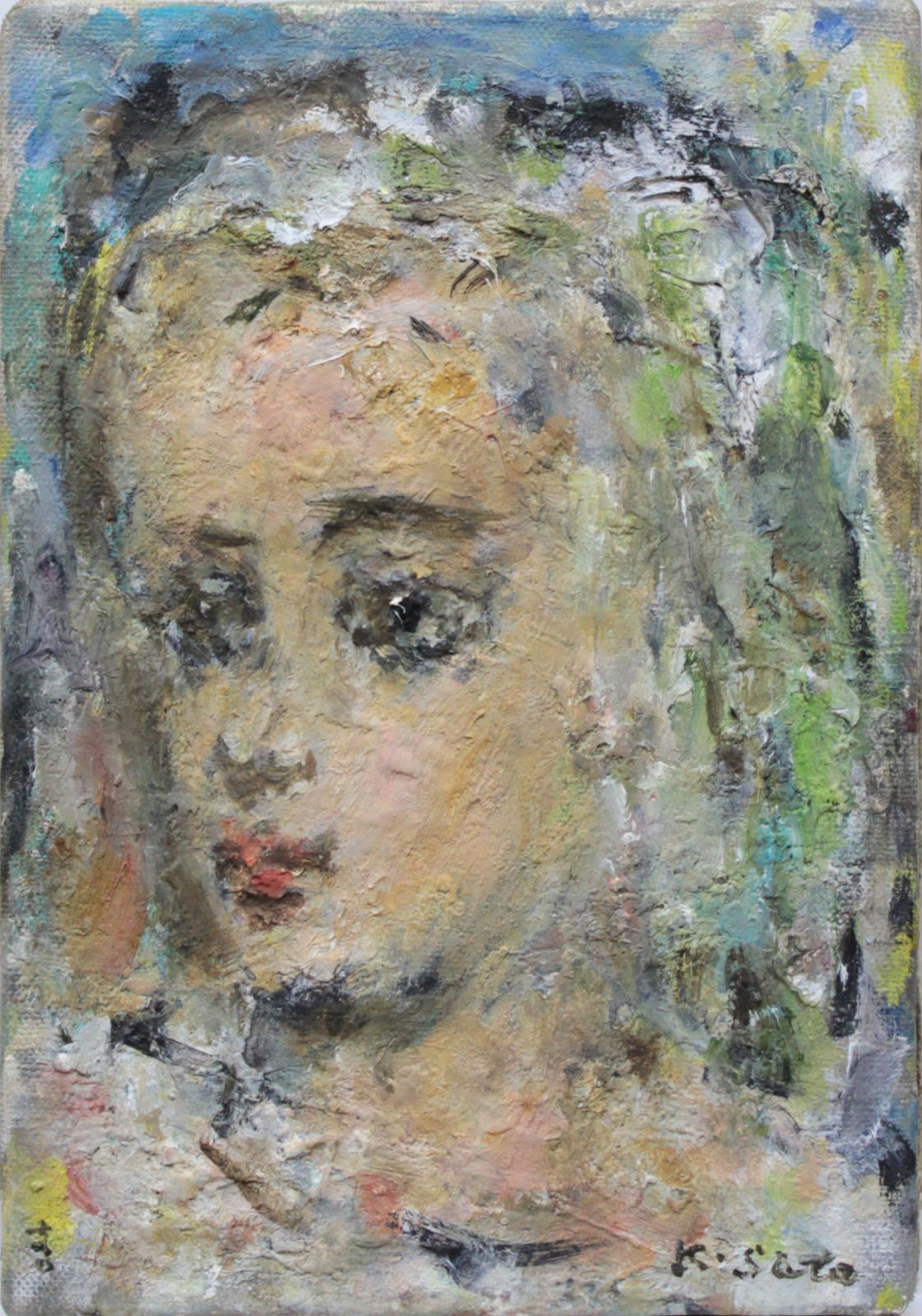 佐藤吉五郎『少女』油彩画 絵画 - メルカリ