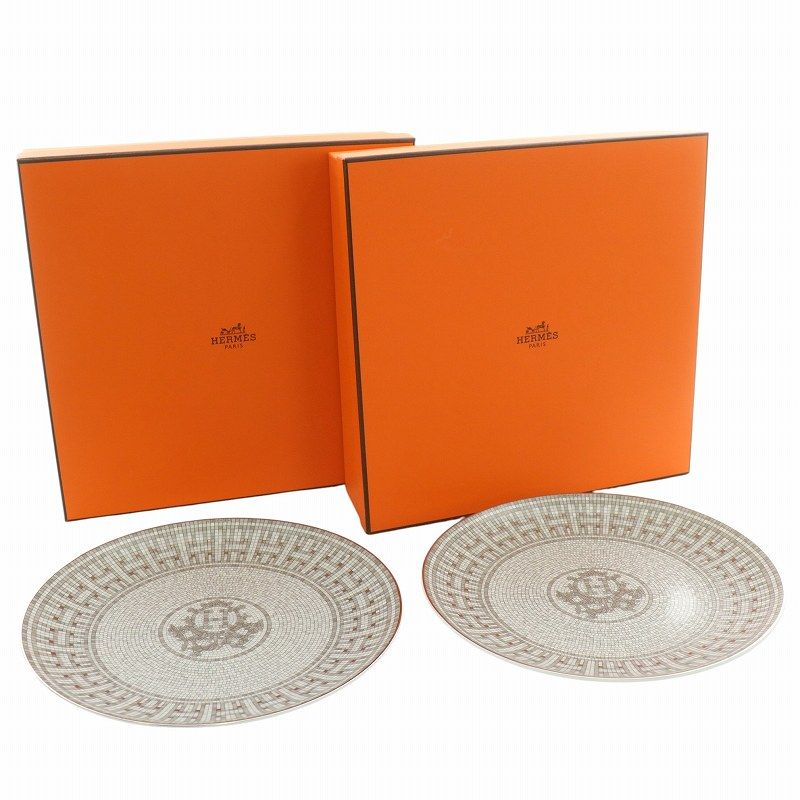 エルメス HERMES デザートプレート〈モザイク 24〉 プラチナ ヴァン