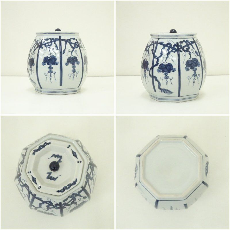 P826 皆具 『鈴木康月造』『染付ぶどう棚絵』 共箱 茶道具 【公式