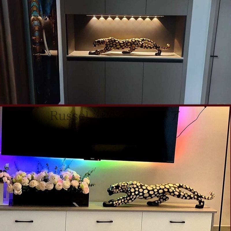 オブジェ 黒豹 レオパード 大型 置物 全長105cm 全長78cm 大きい