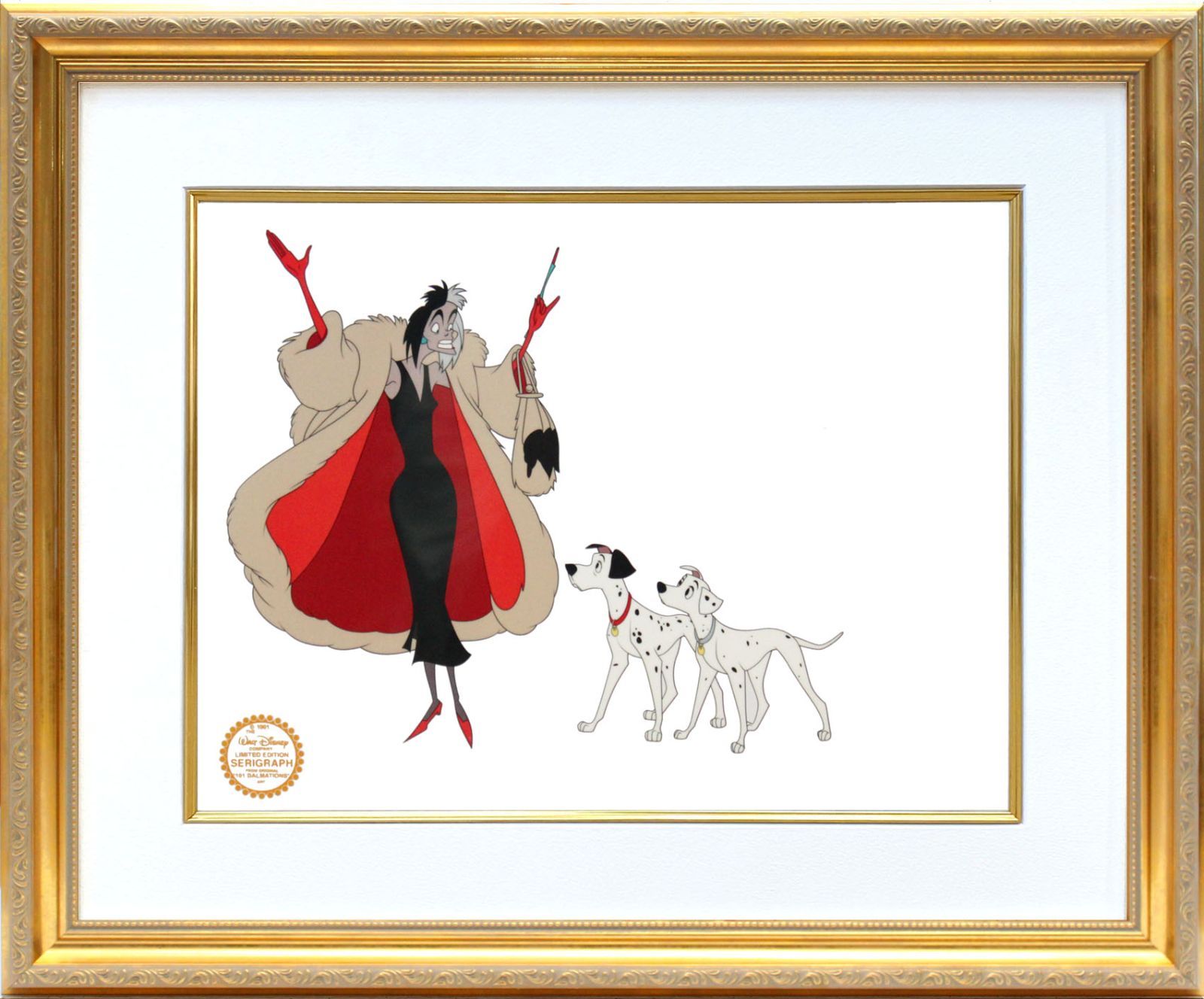 ディズニー セル画「101匹わんちゃん/クルエラ ド ヴィル」展示用