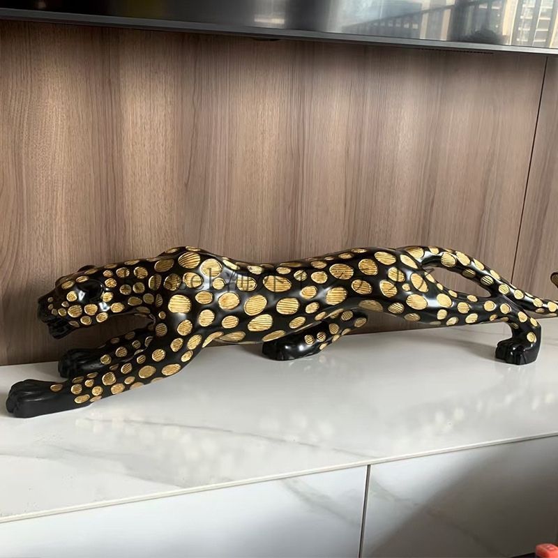 オブジェ 黒豹 レオパード 大型 置物 全長105cm 全長78cm 大きい