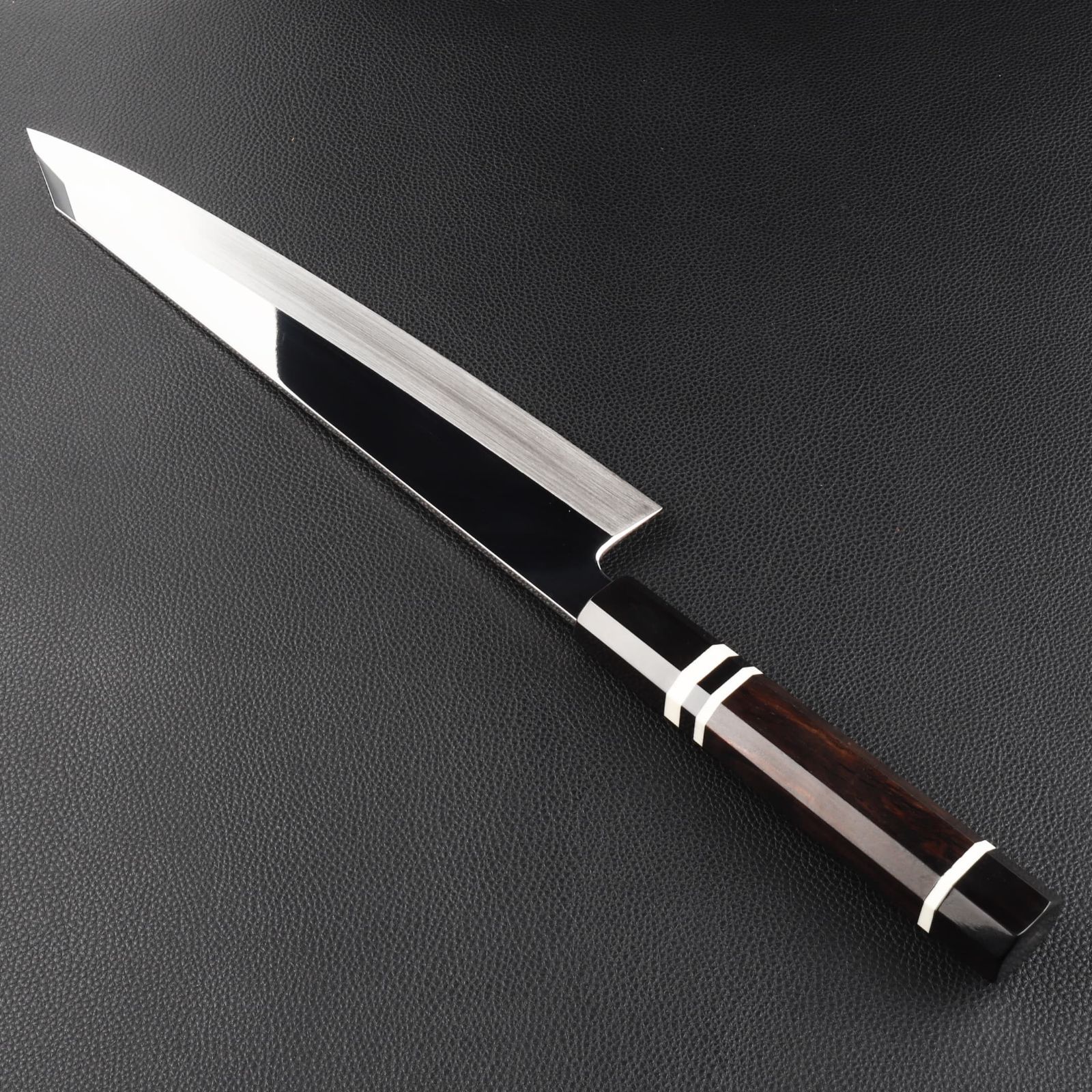 勘所型牛刀 9寸（刃渡り270mm）片刃 通常鏡面仕上げ 本刃付け 八角柄