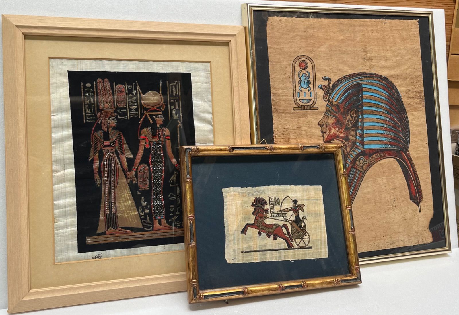 エジプト 【パピルス画】 3点セット 額縁入り - メルカリ