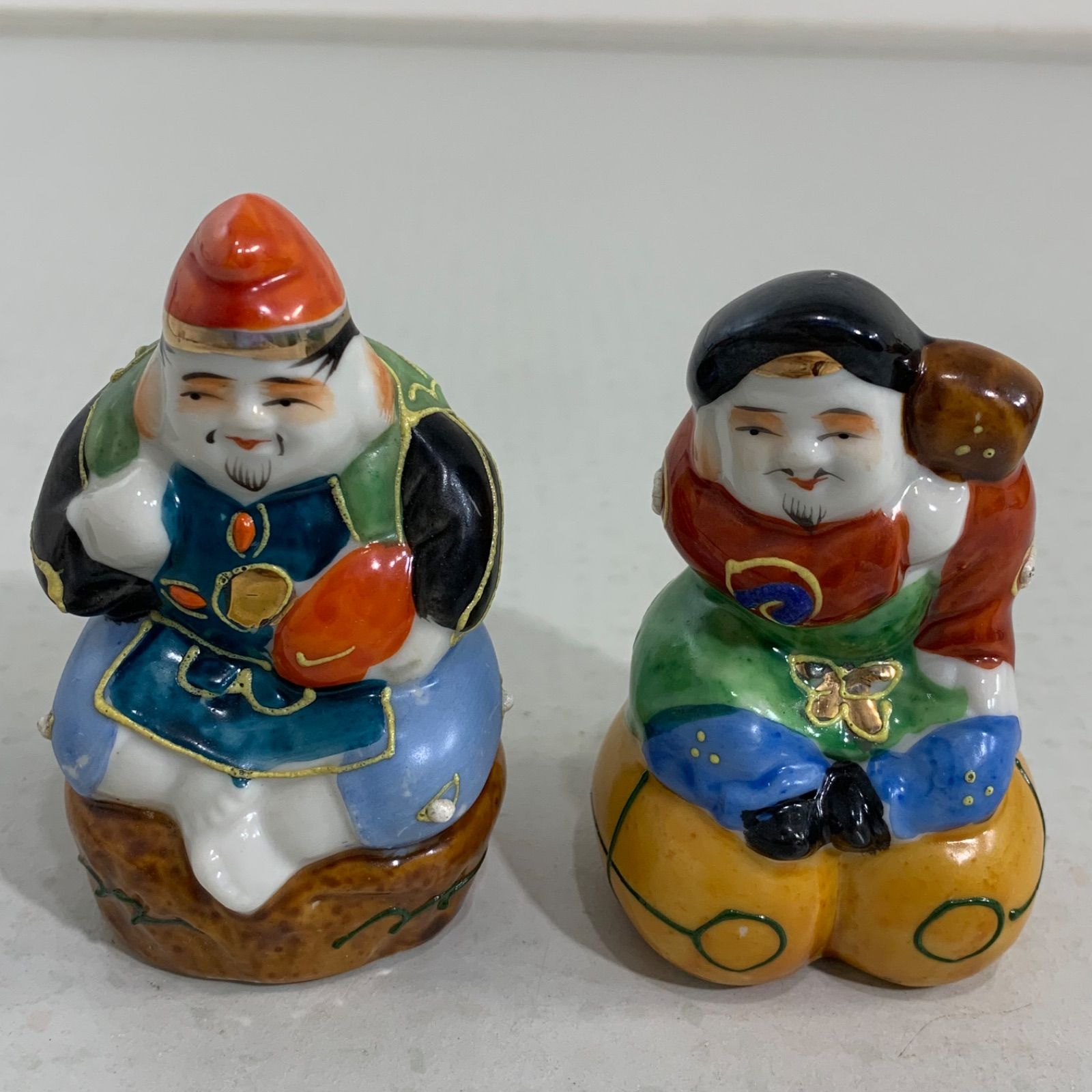 当時物 九谷焼 七福神 ミニサイズ 陶器製 恵比寿 大黒天 布袋尊 福禄寿