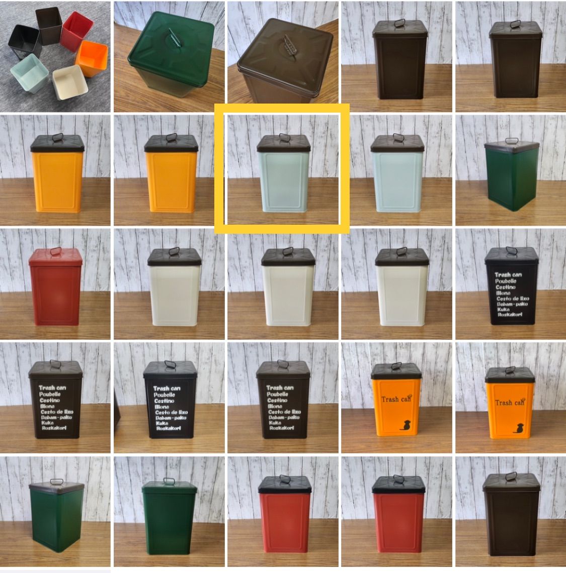 蓋付きリメイク一斗缶（取手付きダークブラウン✖️グリーン） 収納