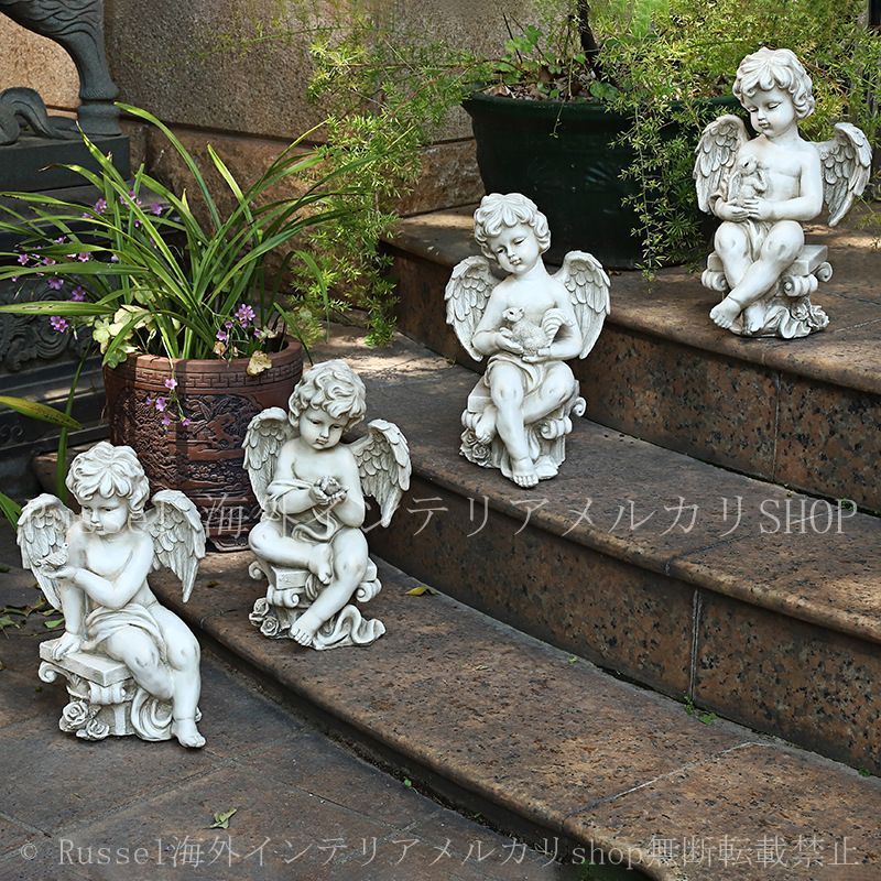 ガーデンオーナメント 置物 オブジェ 天使 エンジェル ヨーロピアン