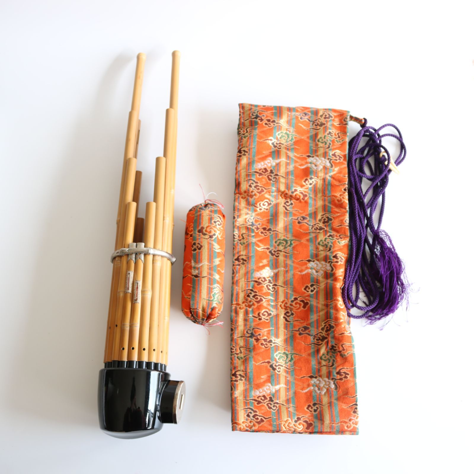 雅楽 笙 ショウ 本竹製 伝統和楽器 笙袋 ケース入り 楽器 音楽 幅7